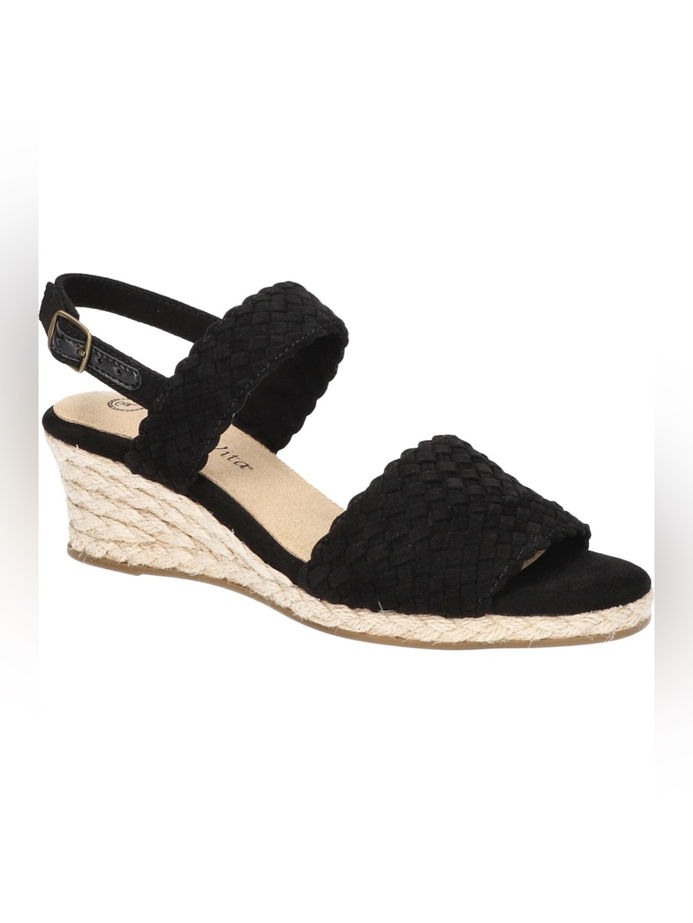 Bella Vita Mariella Black Suede  Espadrille Wedge Sz 10 N Narrow Width BNWB